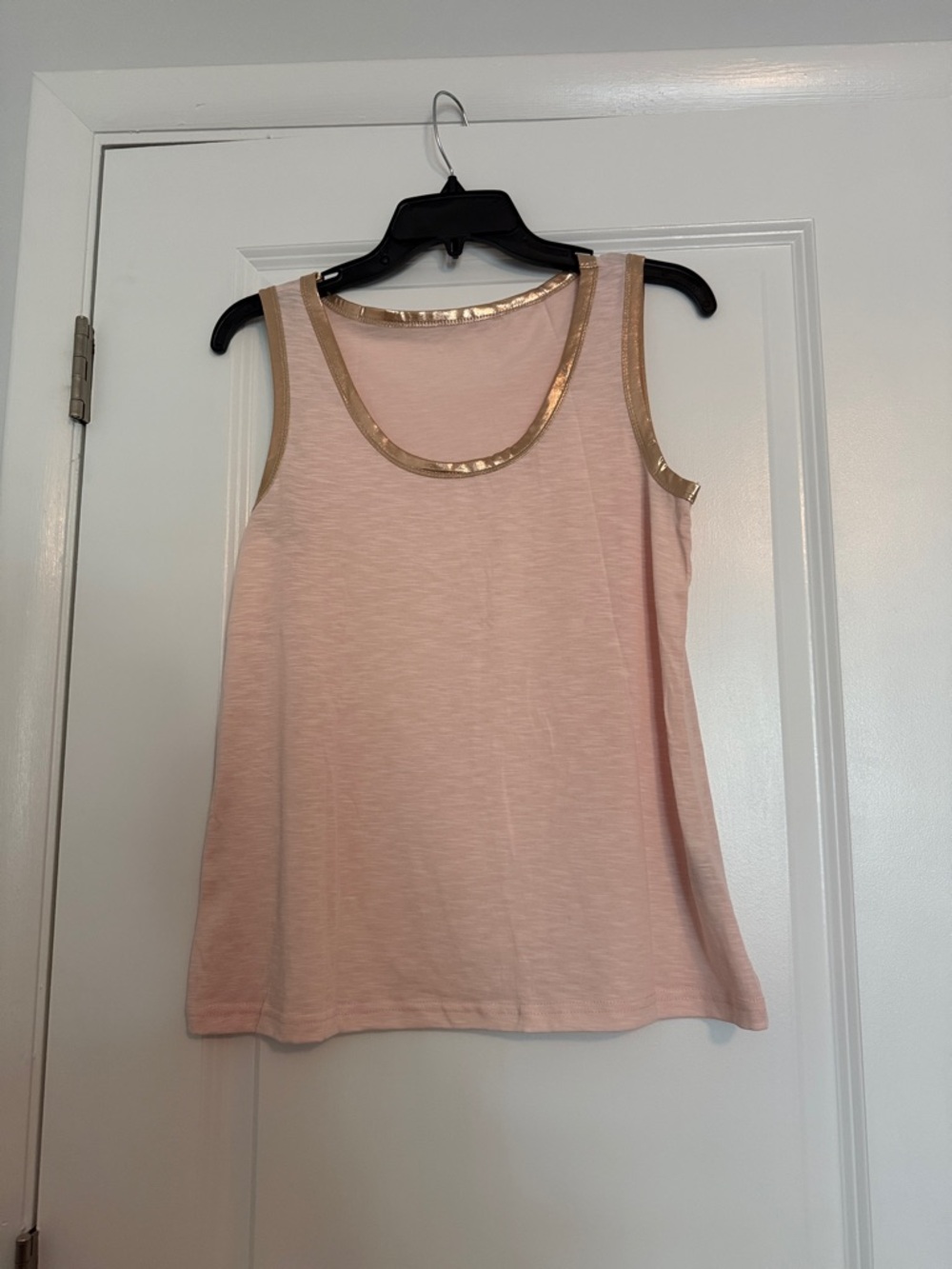 Women's Pink Sleeveless Tank with Gold Trim